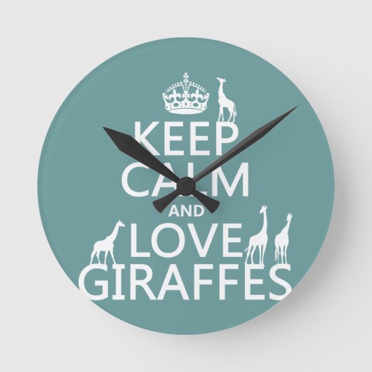 保Calm and Love Giraffes （任意の色） ラウンド壁時計 (正面)