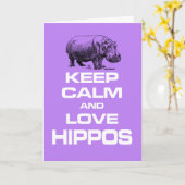 保Calm and Love Hippos Hippotamusおもしろいデザイン カード (黄色い花)