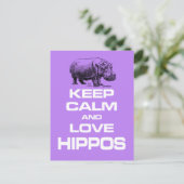 保Calm and Love Hippos Hippotamusおもしろいデザイン ポストカード (スタンド正面)