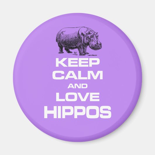 保Calm and Love Hippos Hippotamusおもしろいデザイン マグネット (正面)