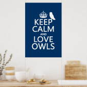 保Calm and Love Owls （任意の色） ポスター (キッチン)