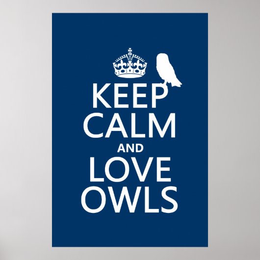保Calm and Love Owls （任意の色） ポスター (正面)