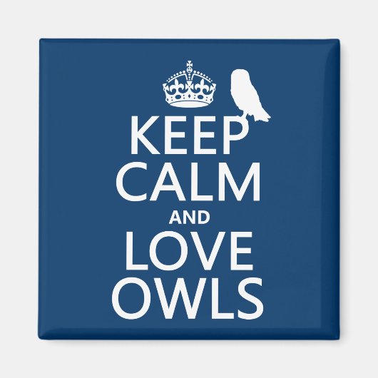 保Calm and Love Owls （任意の色） マグネット (正面)
