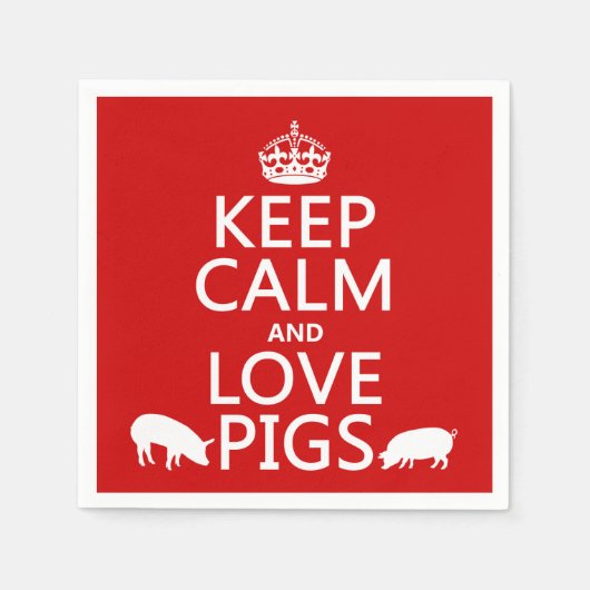 保Calm and Love Pigs スタンダードカクテルナプキン (正面)