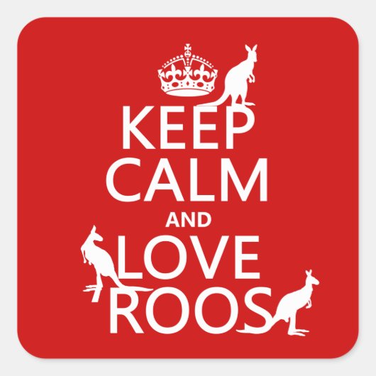 保Calm and Love Roos (Kangaroos) スクエアシール (正面)