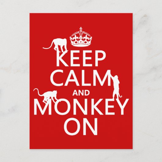 保Calm and Monkey On – すべての色 ポストカード (正面)