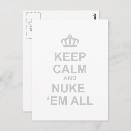 保Calm And Nuke Em All – 独裁者戦争おもしろい ポストカード (正面/裏面)