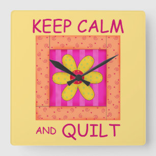 保Calm and Quilt Applique Flower Block スクエア壁時計