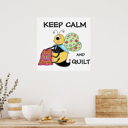 保Calm and Quilt Whimy Honey Bee Art ポスター (キッチン)
