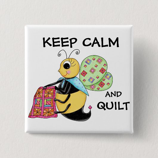 保Calm and Quilt Whimy Honey Bee Art 缶バッジ (正面)