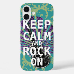 保CALM AND ROCK ON changeティール(緑がかった色)任意の色 iPhone 16 Plusケース