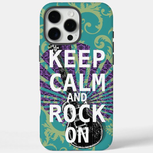 保CALM AND ROCK ON changeティール（緑がかった色）任意の色 Case-Mate iPhoneケース (裏面)