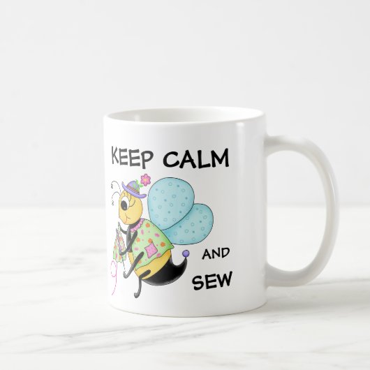 保Calm and Sew Whimsy Honey Bee Art コーヒーマグカップ (右)