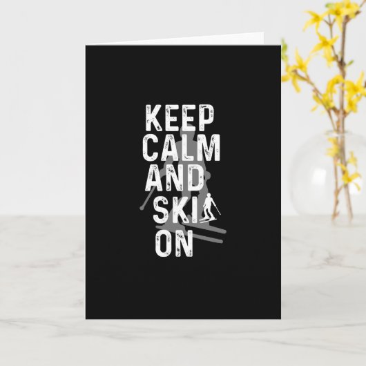 保Calm And Ski On - Skier カード (黄色い花)
