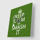 保Calm and Smash It (テニス)(任意の色) スクエア壁時計 (傾斜)