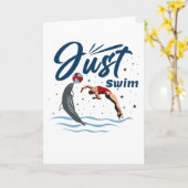 保Calm and  Swim On -泳ぐ人デザイン カード (黄色い花)