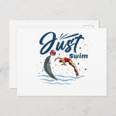 保Calm and Swim On -泳ぐ人デザイン ポストカード (正面/裏面)