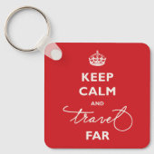 保Calm And Travel Far手書き文字（赤） キーホルダー (正面)