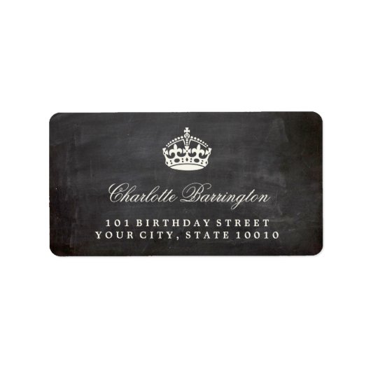 保Calm Chalkboard Birthday Party住所 シール (正面)