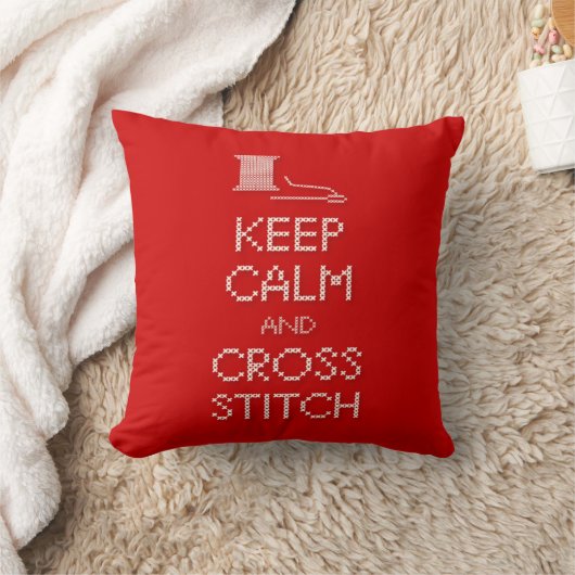 保Calm Cross Stitch枕 クッション (ブランケット)