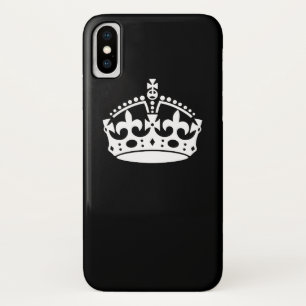 保Calm Crownデザインオン無地のブラック iPhone X ケース