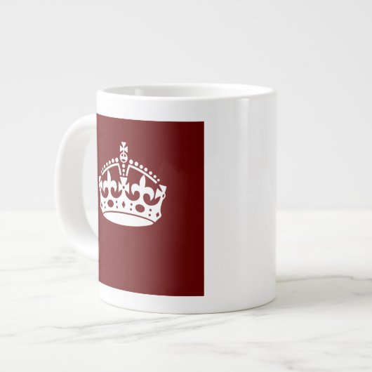 保Calm Crown Burgundy Red Accent ジャンボコーヒーマグカップ (正面左)