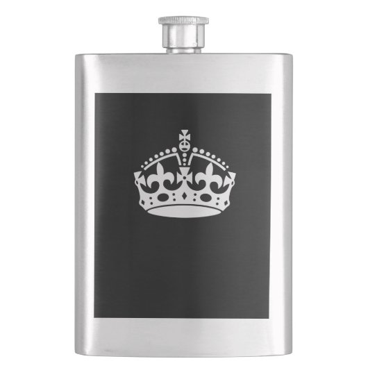 保Calm Crown on無地の Black フラスク (正面)