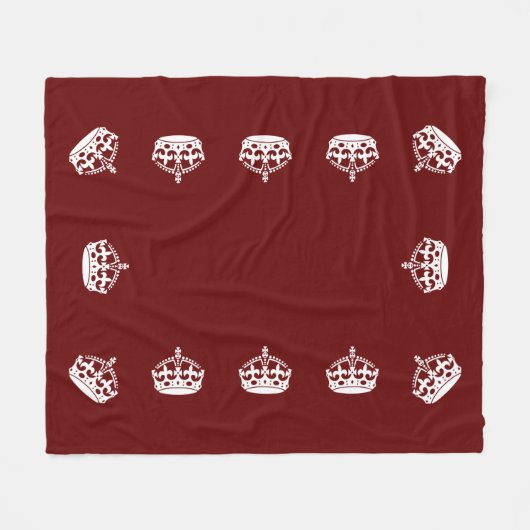 保Calm Crown on Burgundy Red Decor フリースブランケット (正面(横))