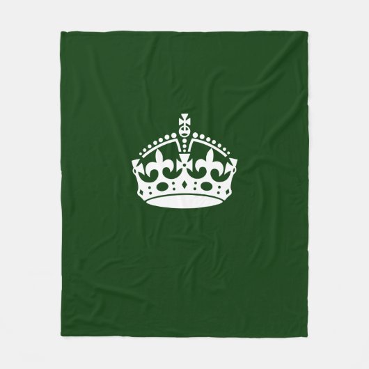 保Calm Crown on Forest Green フリースブランケット (正面)