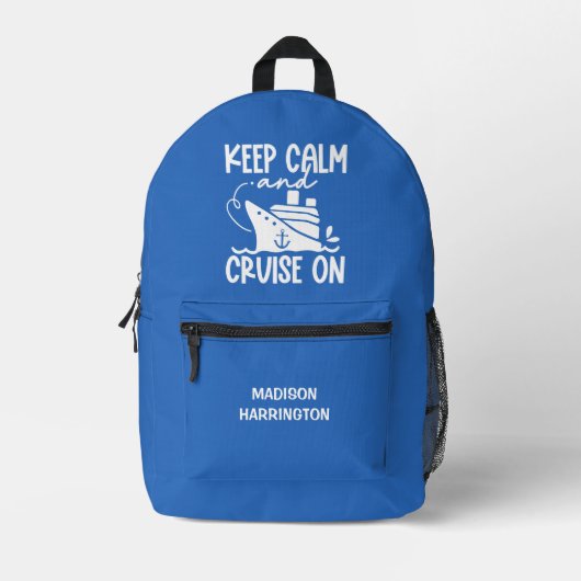 保Calm & Cruise On名前をカスタムする&カラー プリントバックパック (正面)