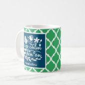 保Calm Garden On引用文名フラワーブルーグリーン コーヒーマグカップ (正面左)