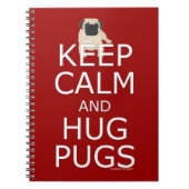 保Calm Hug Pugs文字赤線空白の ノートブック (正面)