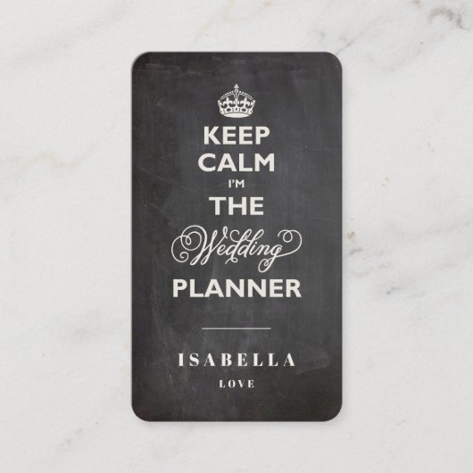 保Calm I'm theウェディングプランナーChalkboardおもしろい 名刺 (正面)