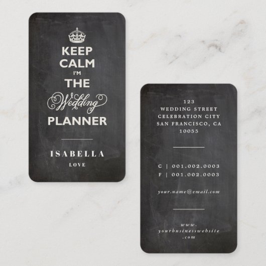 保Calm I'm theウェディングプランナーChalkboardおもしろい 名刺 (正面/裏面)
