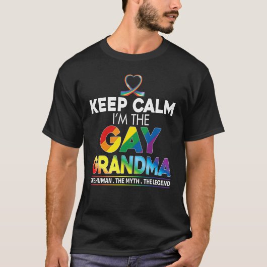 保Calm I'S Theゲイ Graman Rainbow Ribbon Lgbt Tシャツ (正面)