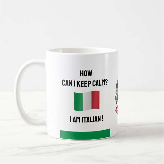 保Calm Italy & おもしろい文字イタリアン旗 コーヒーマグカップ (左)