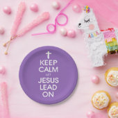 保Calm Let Jesus Lead On - Christian Religious ペーパープレート (パーティー)