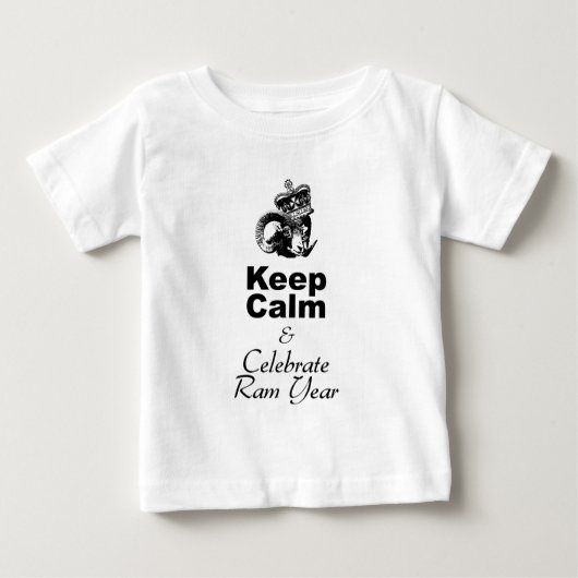 保Calm Ram年ベビーホワイトTシャツ ベビーTシャツ (正面)