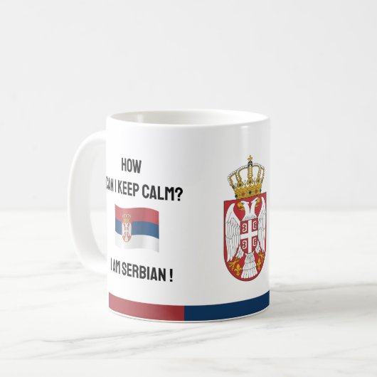 保Calm Serbiaとおもしろい文字、セルビア国旗 コーヒーマグカップ (正面左)