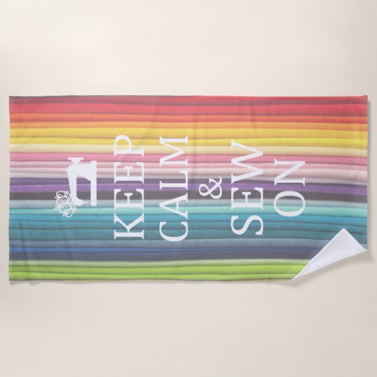 保Calm Sew On Crafts Rainbow ビーチタオル (正面)