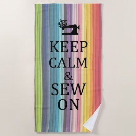 保Calm Sew On Crafts Rainbow Fabric Dark文字 ビーチタオル