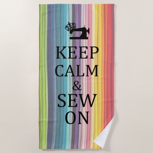 保Calm Sew On Crafts Rainbow Fabric Dark文字 ビーチタオル (正面)