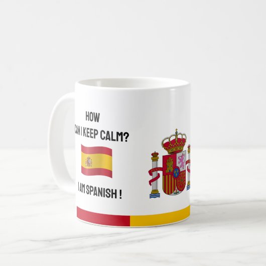 保Calm Spainとおもしろい文字スペインの国旗 コーヒーマグカップ (正面左)