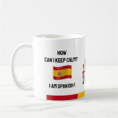 保Calm Spainとおもしろい文字スペインの国旗 コーヒーマグカップ (左)