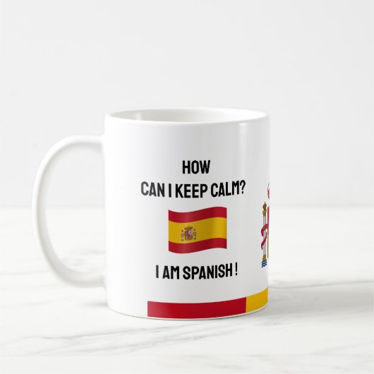 保Calm Spainとおもしろい文字スペインの国旗 コーヒーマグカップ (左)