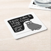 保Calm & Stay Home With Your Cat スクエアペーパーコースター (アングル)