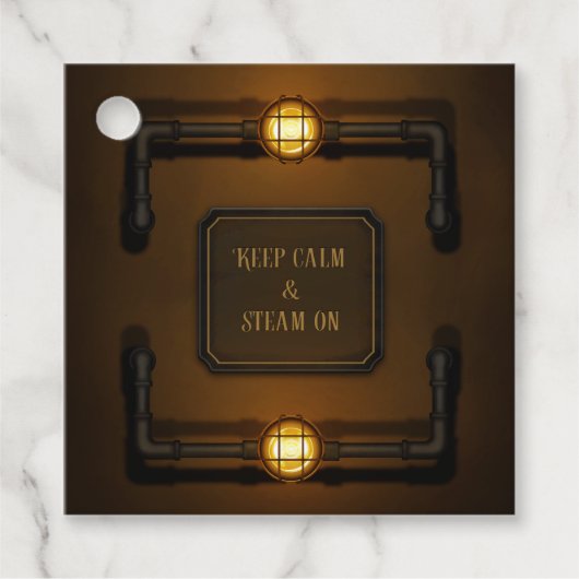 「保Calm & Steam On」マシンエージステームパンク フェイバータグ (正面)