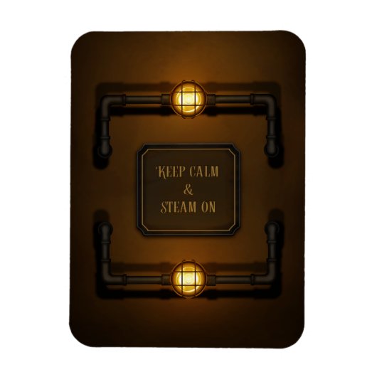 「保Calm & Steam On」マシンエージステームパンク マグネット (縦)