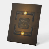 「保Calm & Steam On」マシンエージステームパンク 台座サイン (正面)