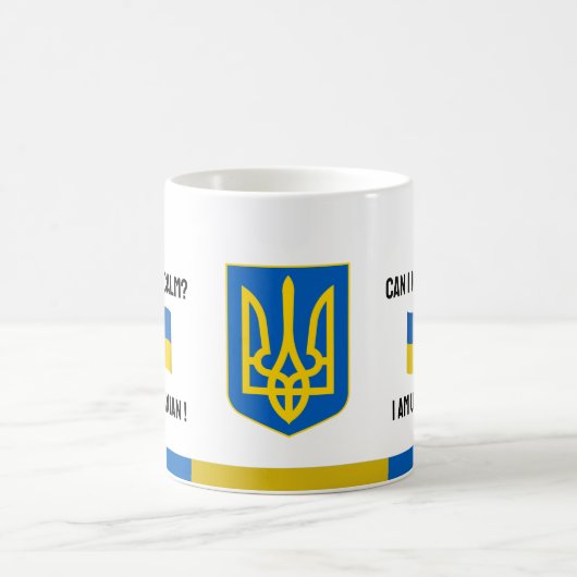 保Calm Ukraine & おもしろい文字,ウクライナ国旗 コーヒーマグカップ (中央)